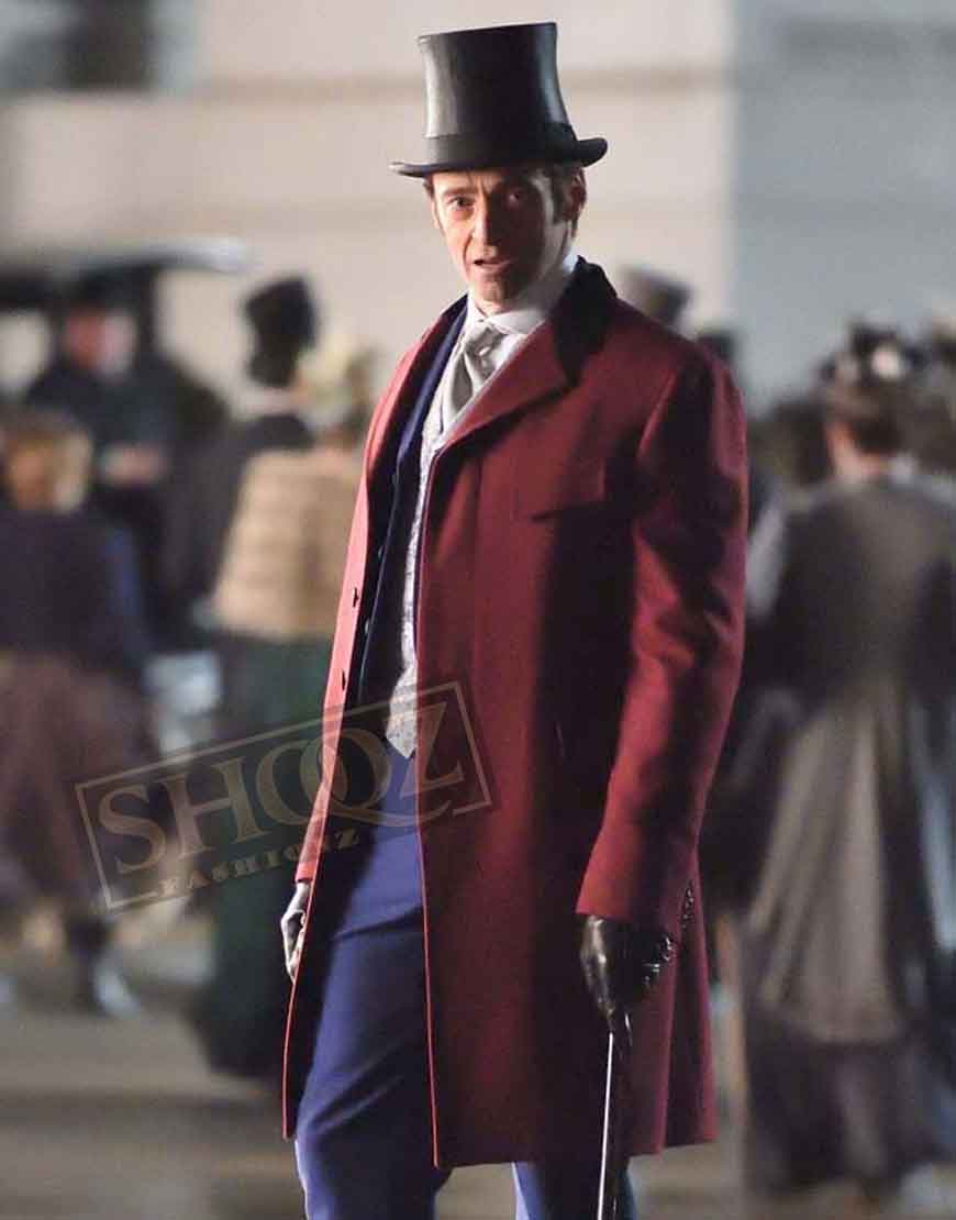 The Greatest Showman Hugh Jackman Red Trench Coat